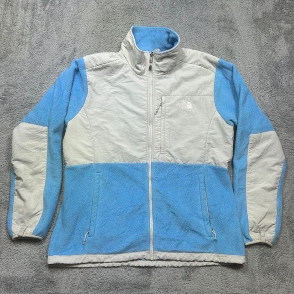North Face Denali‎ Jacket Womens XL Blue Gray Polartec Fleece Full Zip Outdoor